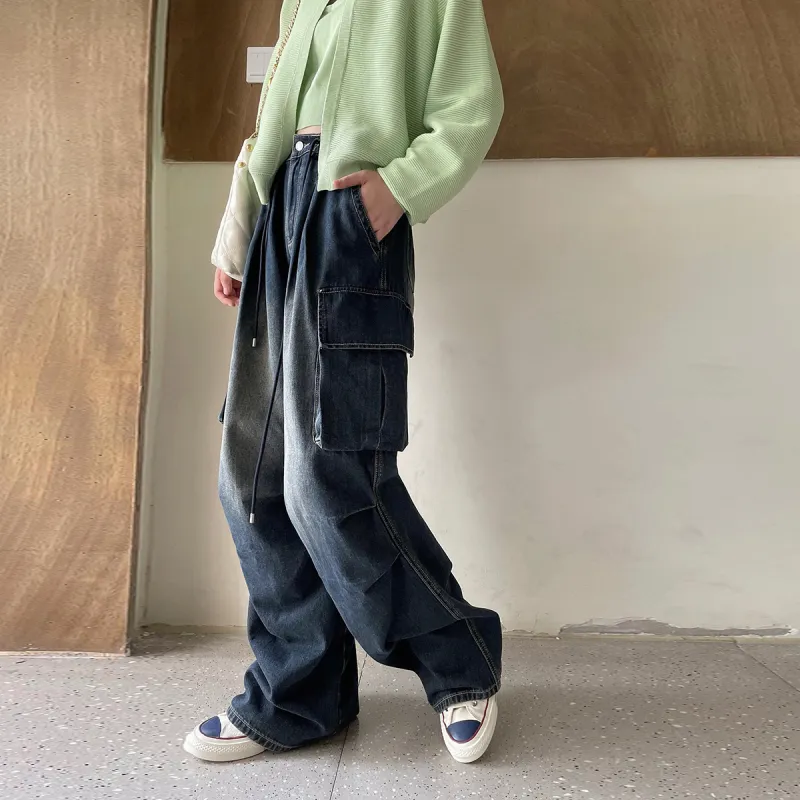 Jinggu Jeans Women's Vintage Gray Blue-7