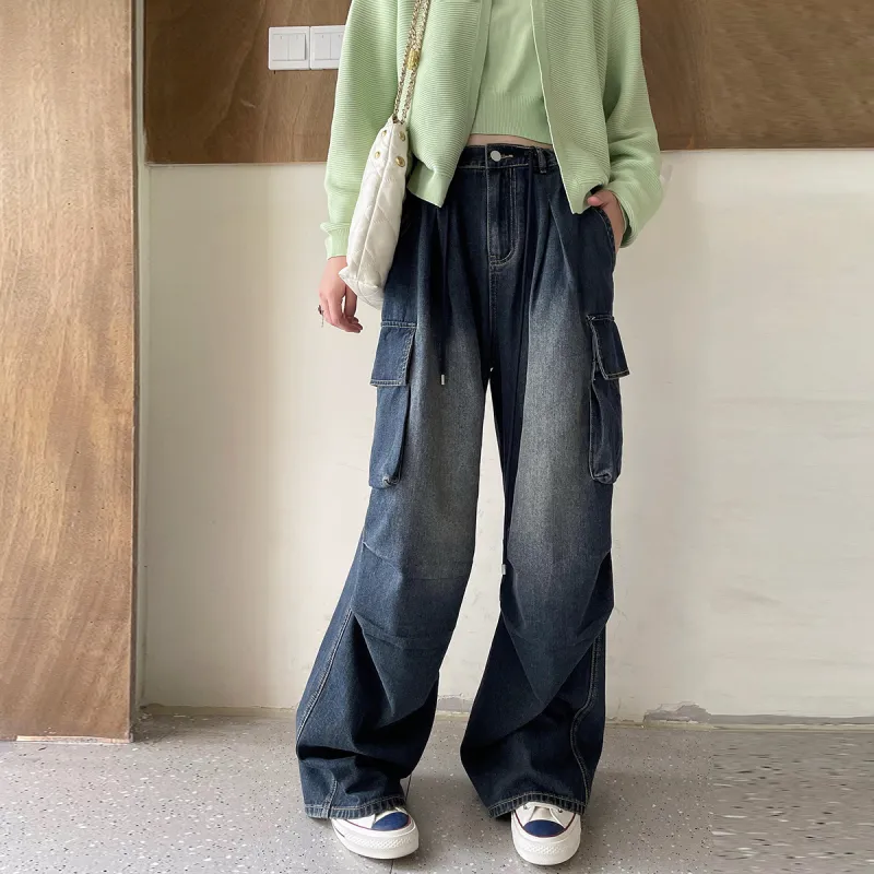 Jinggu Jeans Women's Vintage Gray Blue-5