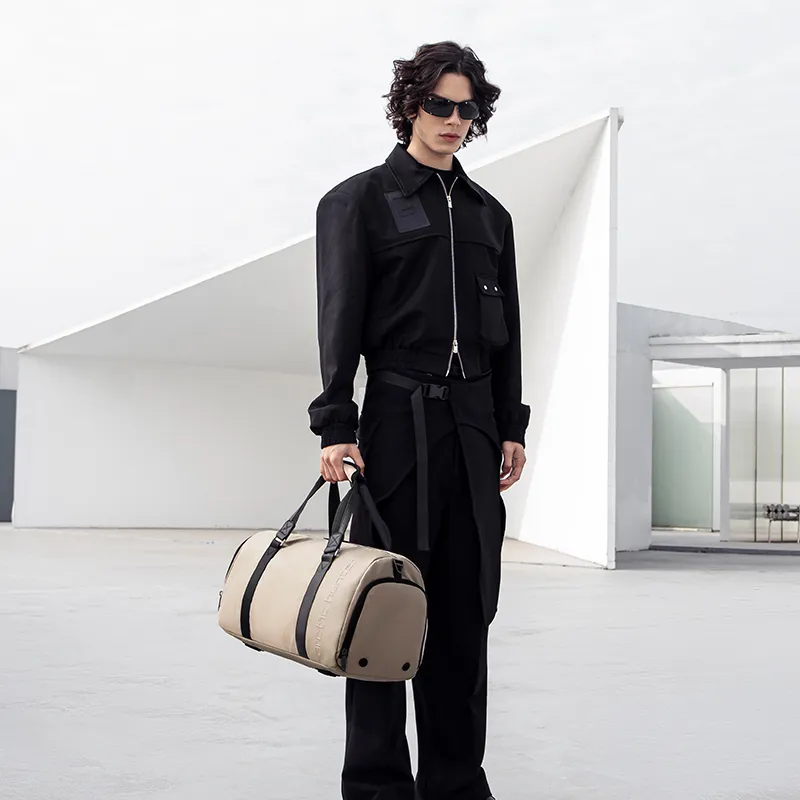 ARCTIC HUNTER Nylon Gym Bag Medium Size Men's Black/Khaki-8