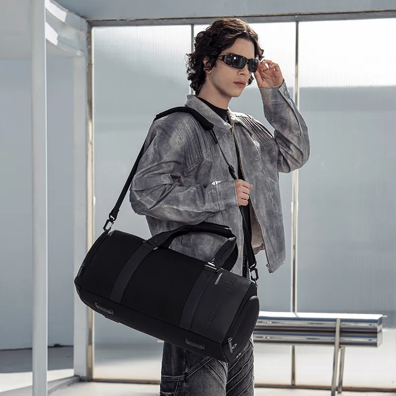 ARCTIC HUNTER Nylon Gym Bag Medium Size Men's Black/Khaki-2