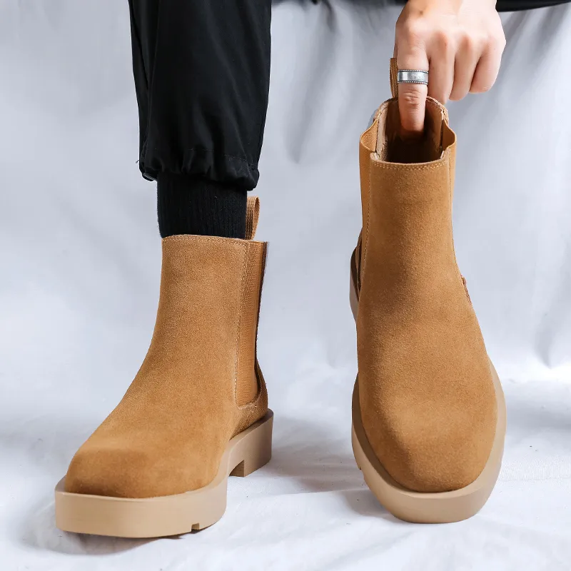 PLO CART Short Chelsea Boots Men's Yellow-4