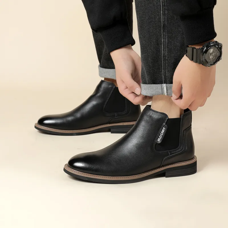 PLO CART Short Chelsea Boots Men's Black-6