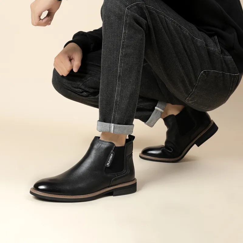PLO CART Short Chelsea Boots Men's Black-7