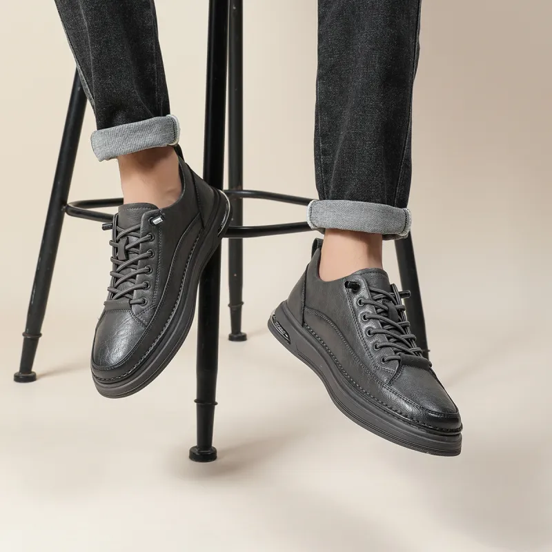 PLO CART Men's Casual Shoes Men Mid Top Black/Ecru/Gray-5