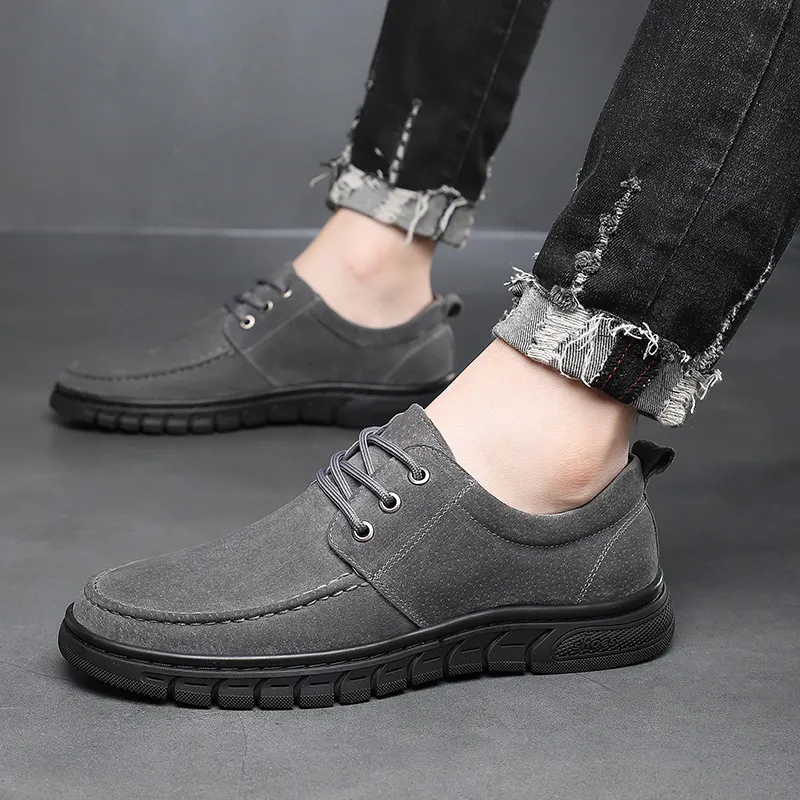 PLO CART Men's Casual Shoes Men Low Top Gray/Brown-5