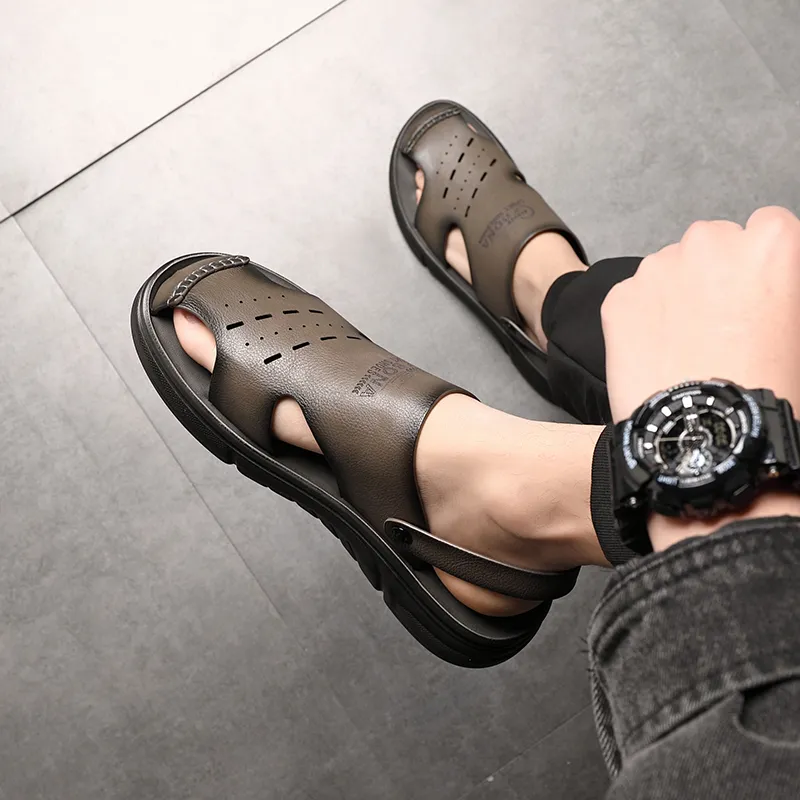 PLO CART Beach Sandals Men Gray/Black/-5
