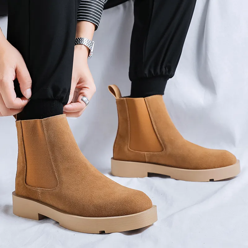 PLO CART Short Chelsea Boots Men's Yellow-6