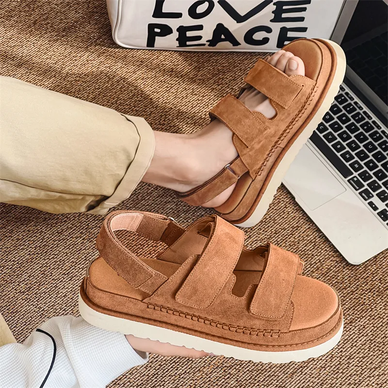 PLO CART Beach Sandals Unisex Brown/Khaki/Black-3