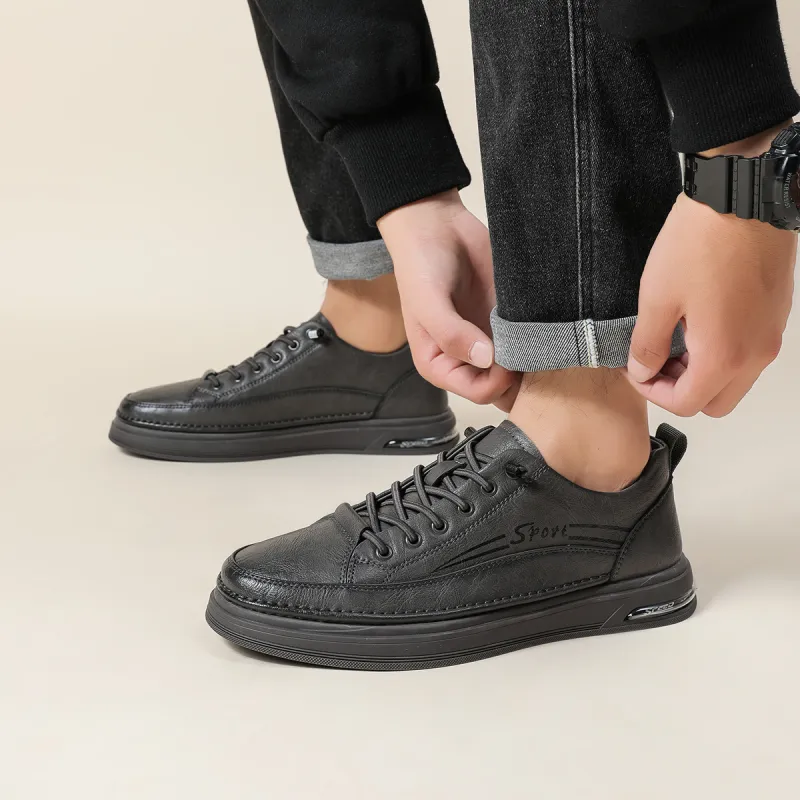 PLO CART Men's Casual Shoes Men Mid Top Black/Ecru/Gray-9