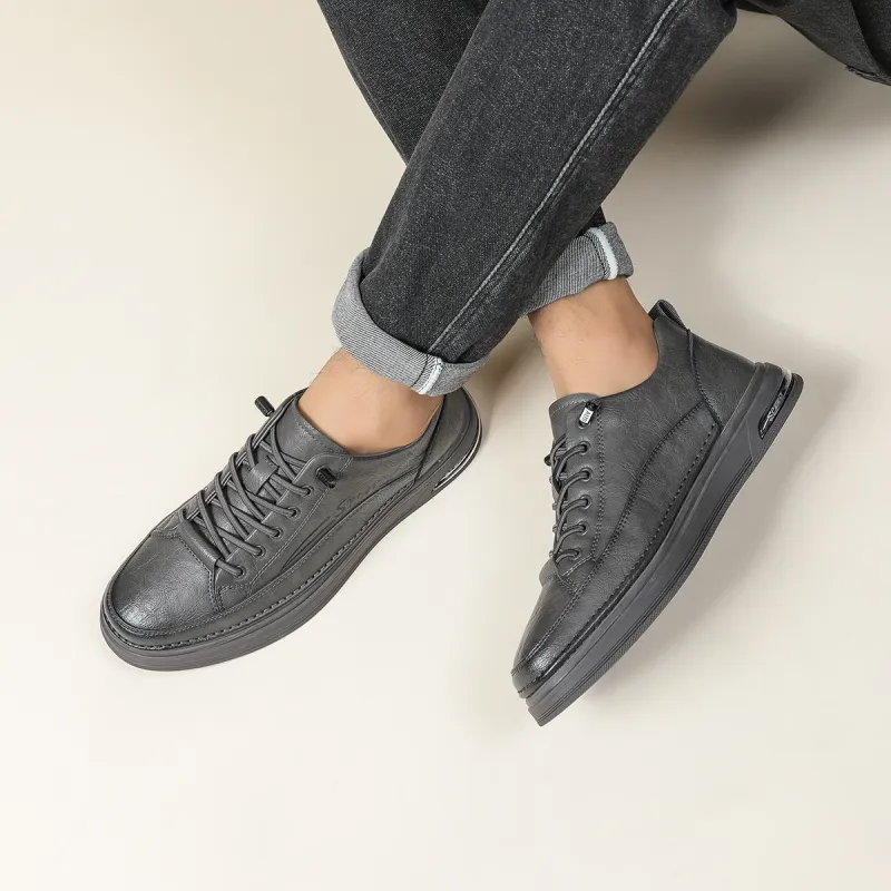 PLO CART Men's Casual Shoes Men Mid Top Black/Ecru/Gray-7