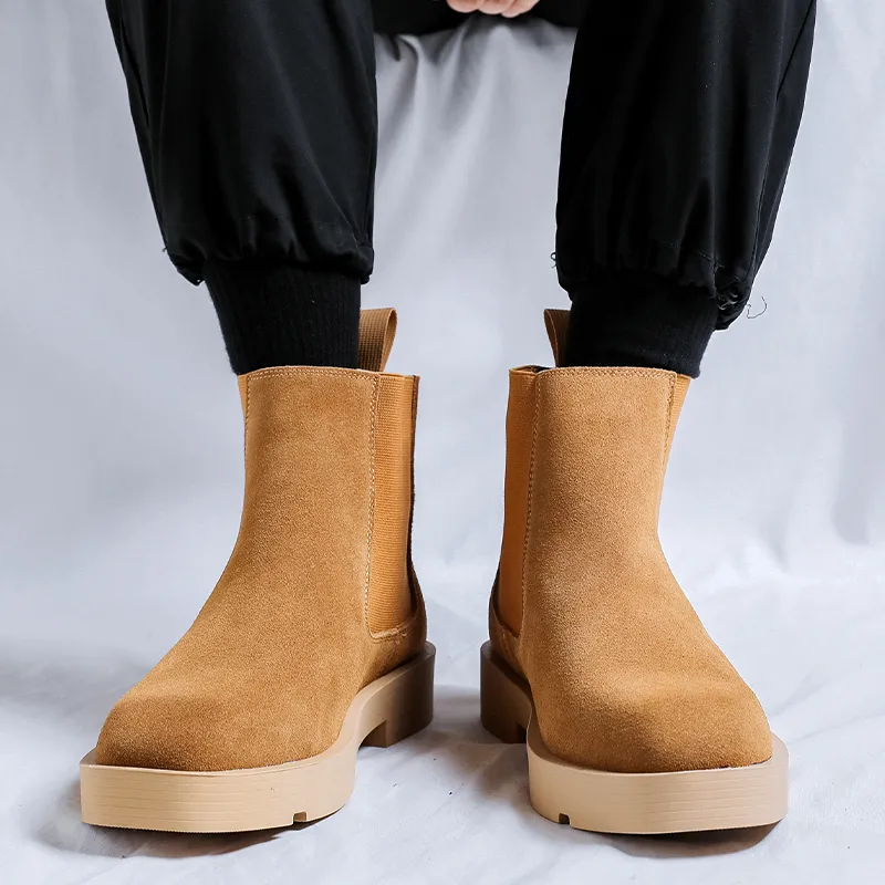 PLO CART Short Chelsea Boots Men's Yellow-5