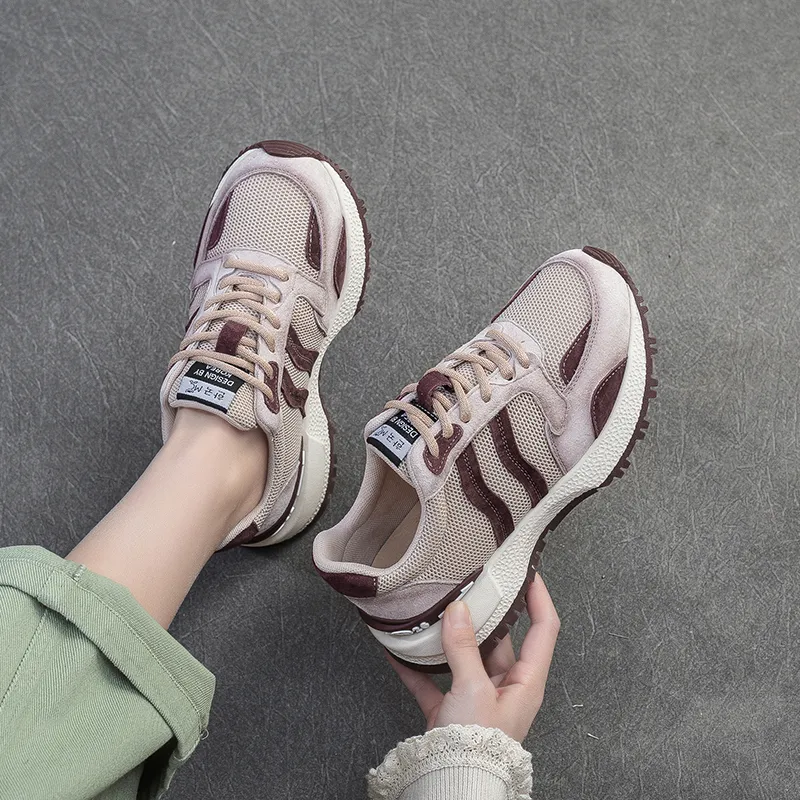 PLO CART Breathable Lightweight Height Increasing Low Top Chunky Sneakers Women's-5