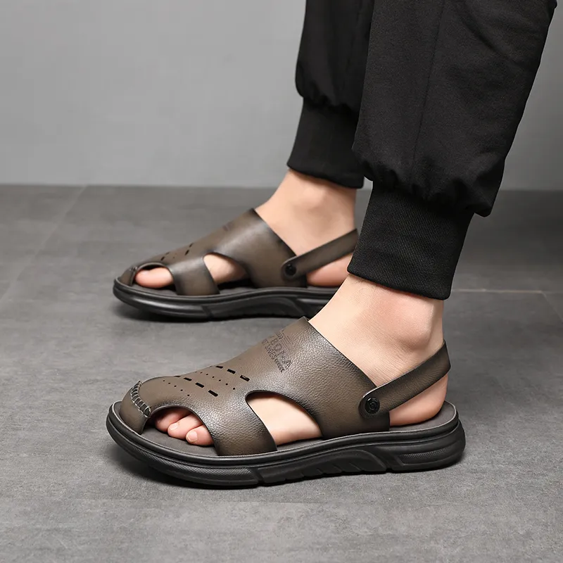 PLO CART Beach Sandals Men Gray/Black/-6