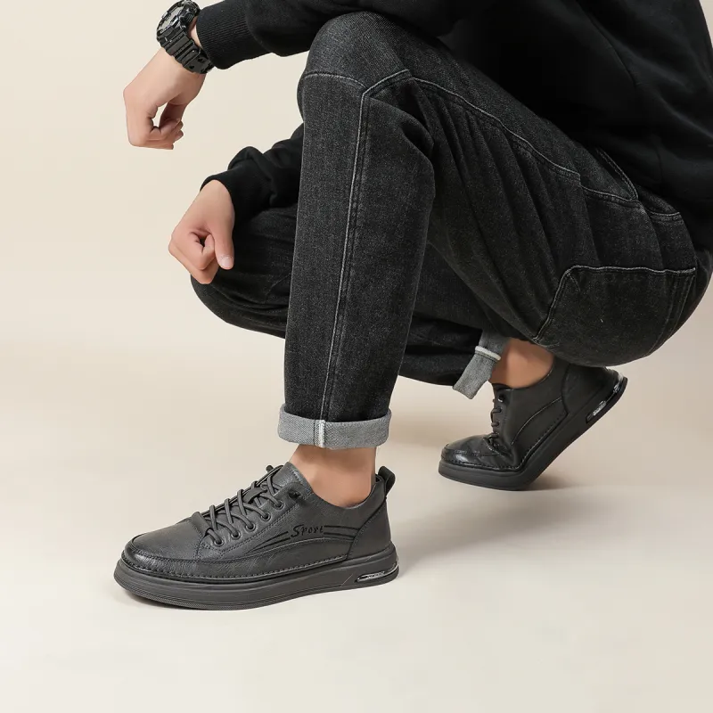 PLO CART Men's Casual Shoes Men Mid Top Black/Ecru/Gray-8