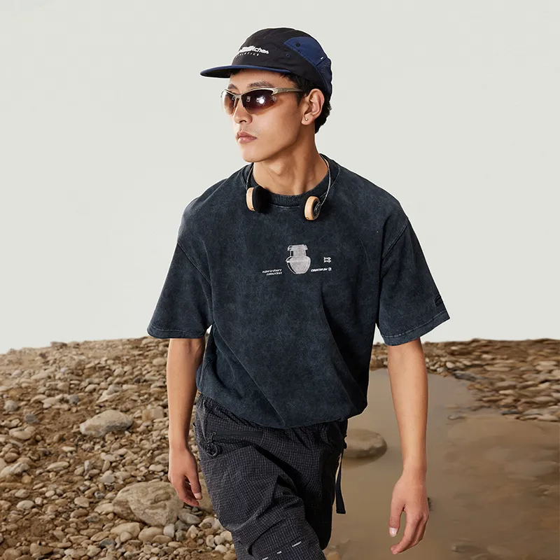 LiNing CF Tracing Drop Shoulder Sleeve T Shirt Unisex Bleached-4