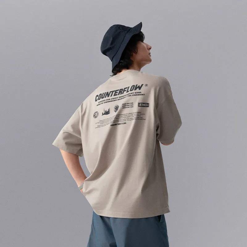 LiNing T Shirt Men's White Gray Green Stripes-3
