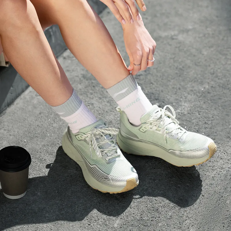 LiNing CF Tracing Slip Resistant, Abrasion Resistant Cushioning Low Top Hiking Shoes Unisex Silver Green-7