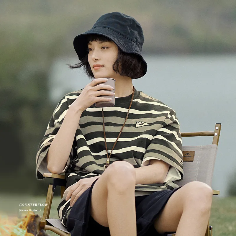 LiNing CF Tracing Drop Shoulder Sleeve T Shirt Unisex Open Country Stripes-3