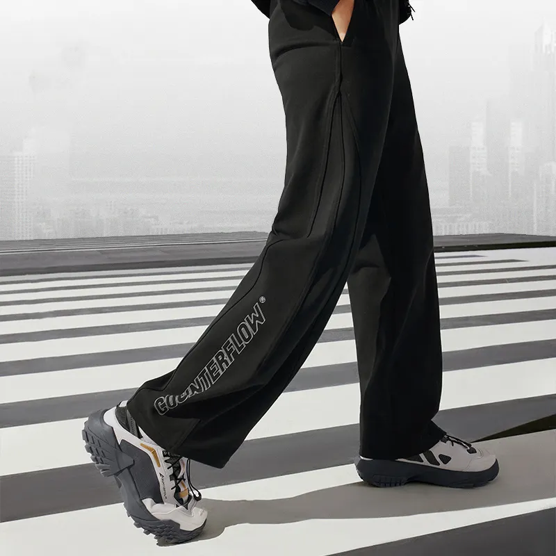 LiNing Knitted Sports Pants Women's White Gray Green Stripes-4