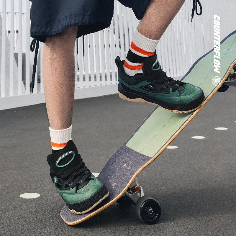 LiNing CF Tracing Collection Laud 3 SS Slip Resistant Cushioning Low Top Skateboard Shoes Men's Black Green-4