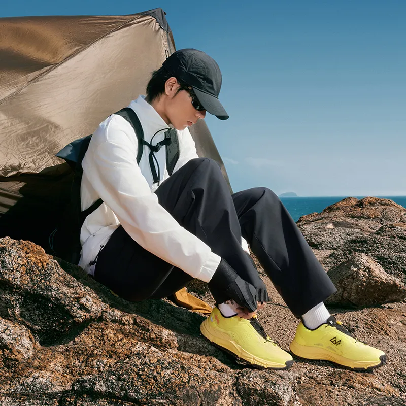 LiNing Yijie Lite V3 Cushioning Slip Resistant Low Top Hiking Shoes Men's Yellow Black-4