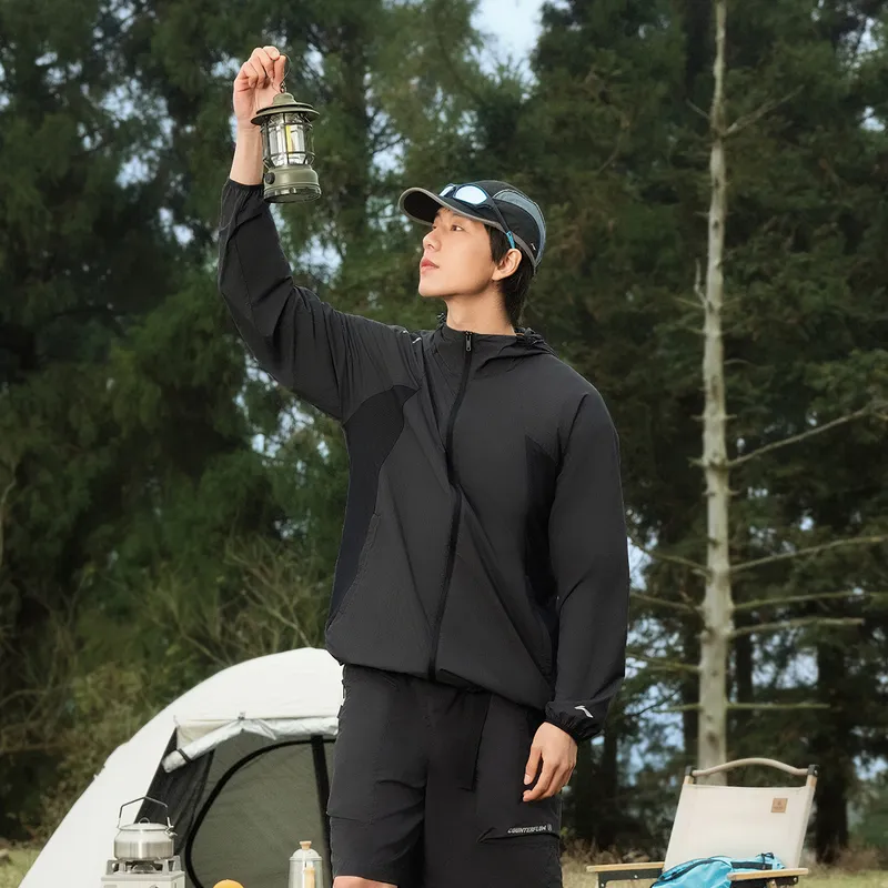 LiNing CF Tracing Outdoor Collection Sun Protection Clothing Trench Coat Men's Black-3