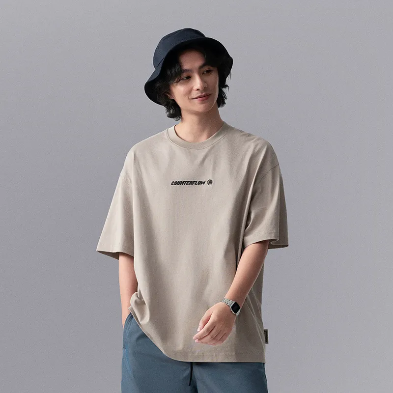 LiNing T Shirt Men's White Gray Green Stripes-2