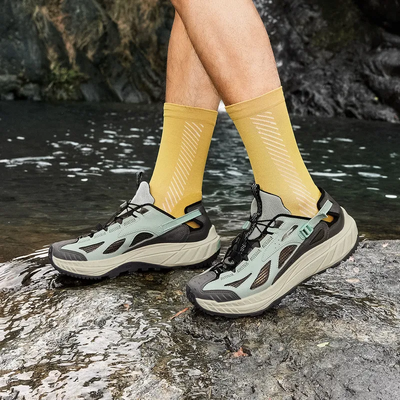 LiNing Yijie Lite Version 2.0 Breathable And Wear resistant River Trekking Shoes Men's Gray Green-7
