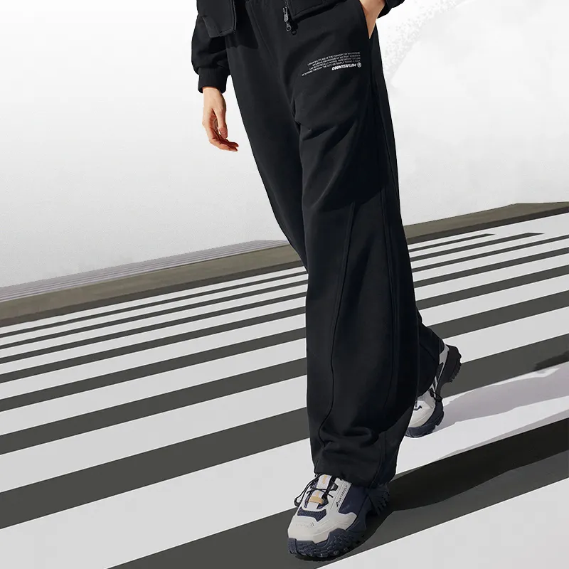 LiNing Knitted Sports Pants Women's White Gray Green Stripes-3