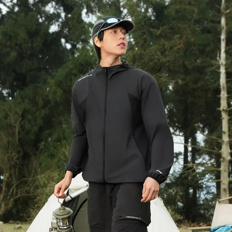 LiNing CF Tracing Outdoor Collection Sun Protection Clothing Trench Coat Men's Black-2