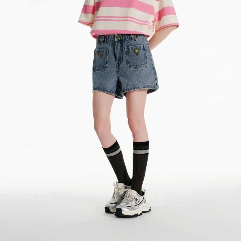 NERDY SS24 Denim Shorts Women's Sky Blue-4