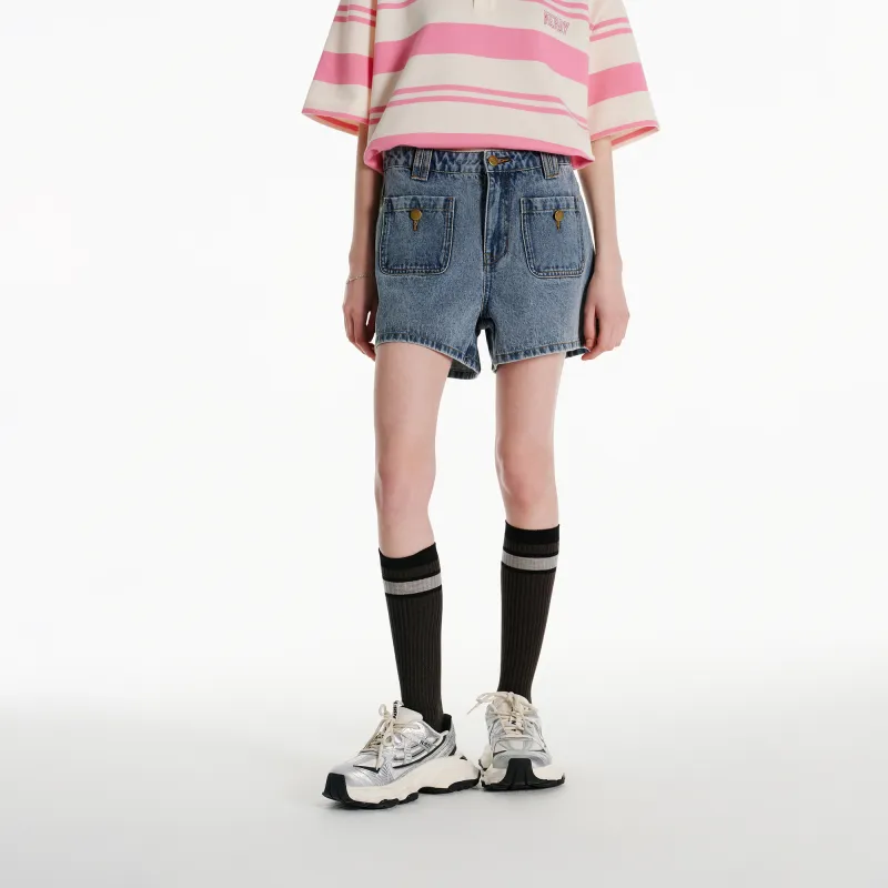 NERDY SS24 Denim Shorts Women's Sky Blue-3