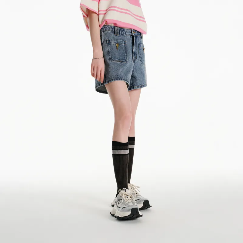 NERDY SS24 Denim Shorts Women's Sky Blue-5