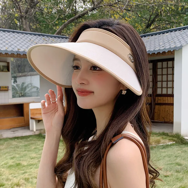 DUOLAN Polyester Sun Protection Hats Women's Khaki/White/Gray/Pink-3