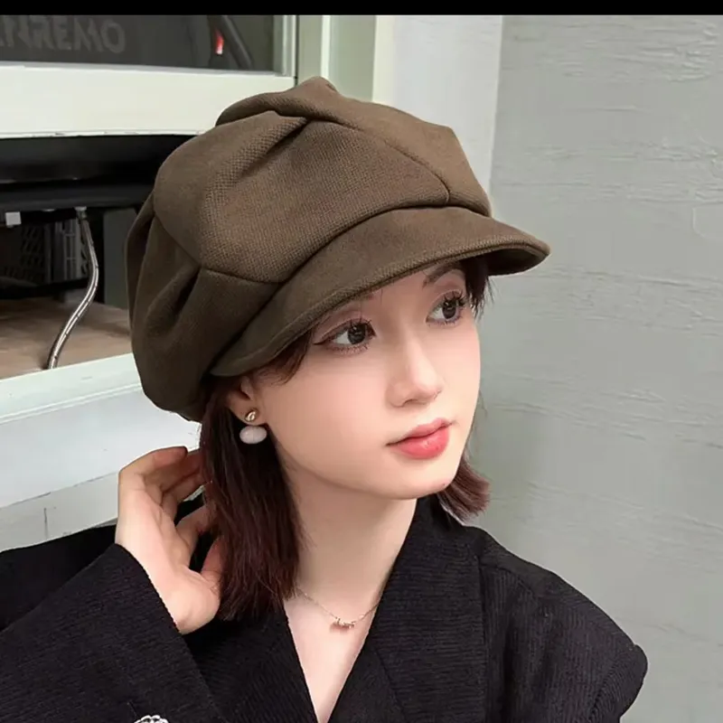 DUOLAN Polyester Berets Women's Black Ecru Khaki Coffee-5