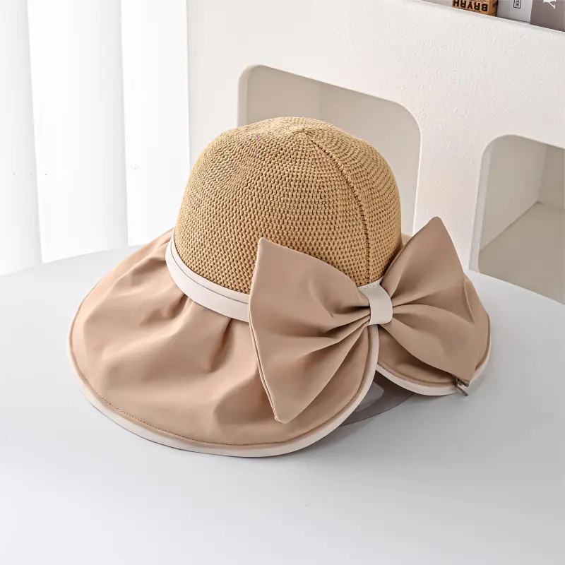 DUOLAN Polyester Sun Protection Hats Women's Warm Apricot Khaki Ecru Black-4