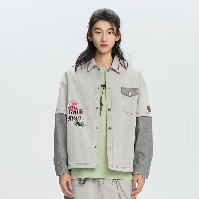 ONIARAI Shirts Men Denim Gray-2