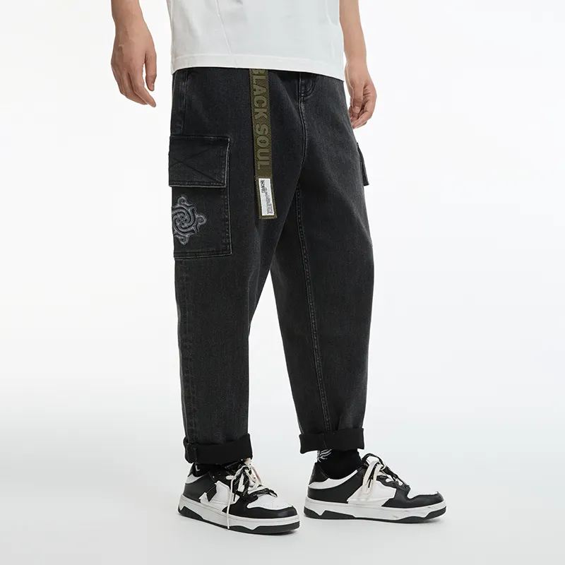 ONIARAI Jeans Men Denim Black Gray-4