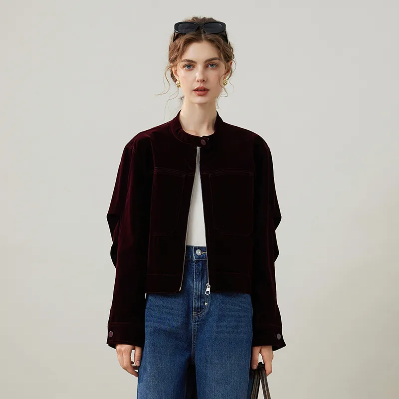 LOUISY AO Cropped Coats Women's Burgundy-1