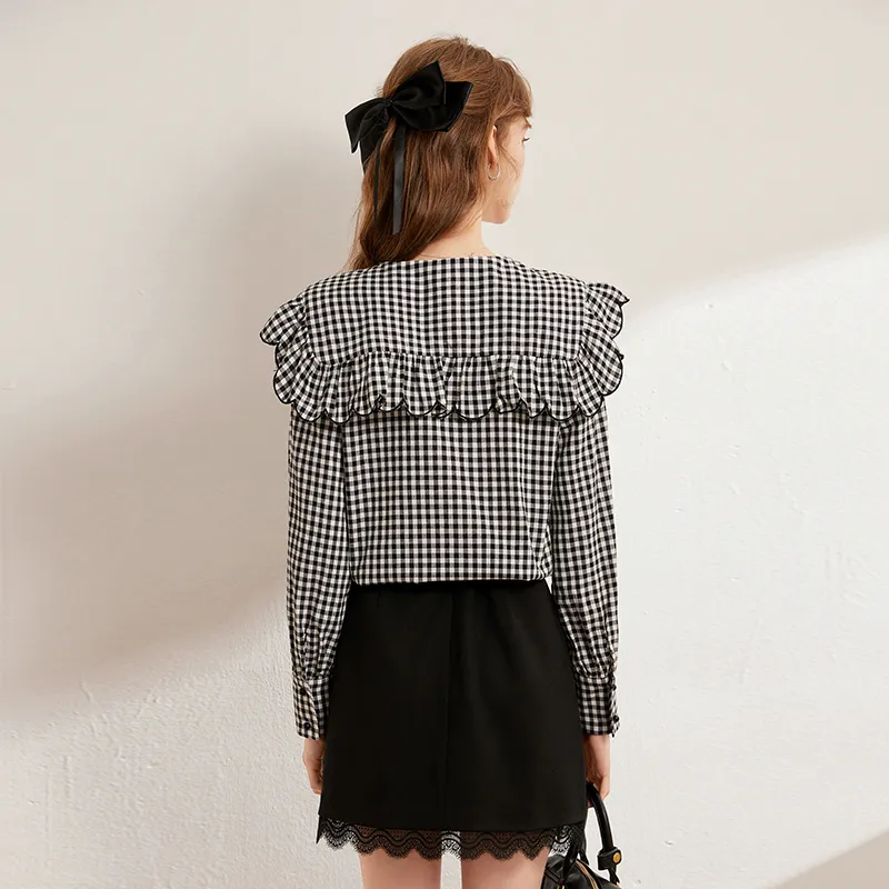 LOUISY AO Shirt Women's Black White Plaid-4