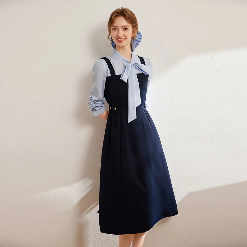 LOUISY AO Long Sleeved Dress Women's Blue-3