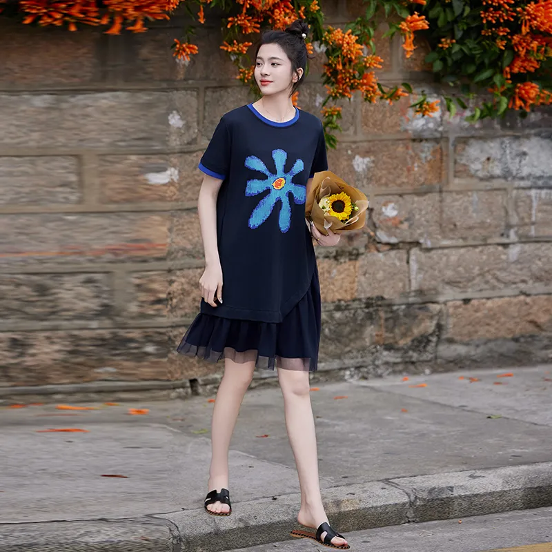 LOUISY AO Short Sleeved Dress Women's Navy Blue-4