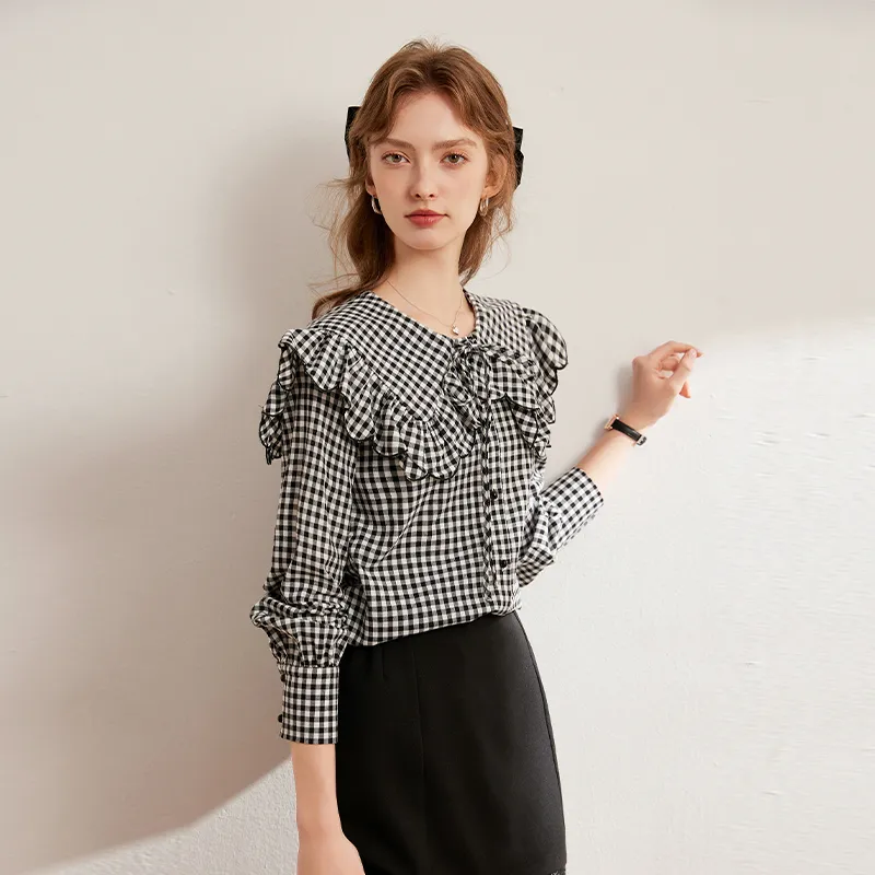 LOUISY AO Shirt Women's Black White Plaid-3