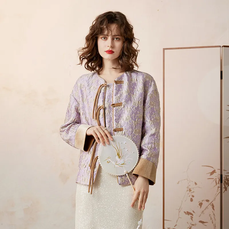 LOUISY AO Cropped Coats Women's Purple-3