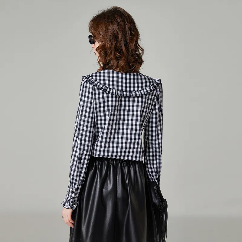 LOUISY AO Shirt Women's Black White Plaid-1