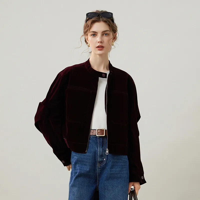 LOUISY AO Cropped Coats Women's Burgundy-2
