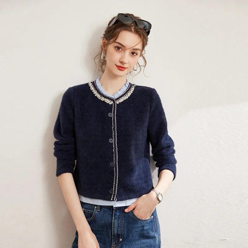LOUISY AO Cropped Coats Women's Navy Blue-2