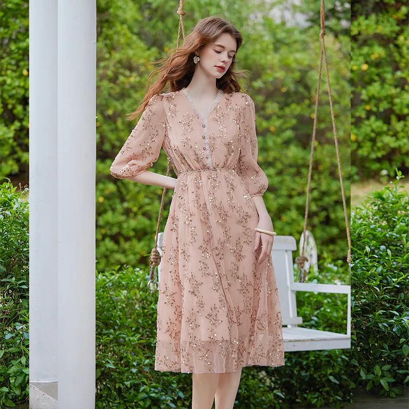 LOUISY AO Short Sleeved Dress Women's Pink-3