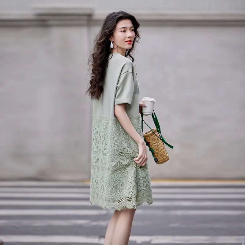LOUISY AO Short Sleeved Dress Women's Pea Green-1