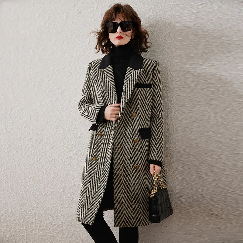 LOUISY AO Coats Women's Black Stripe Bag-2